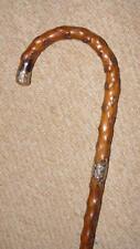 Antique Bramble Walking Stick / Cane - Crook Handle & 18 Carat Gold Furnishings