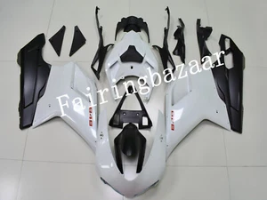 Fit for 2007-11 Ducati 848/1098/1198 Pearl White Black ABS Injection Fairing Kit - Picture 1 of 8