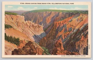 Postal del Parque Nacional de Yellowstone Gran Cañón desde Grand View Wyoming WY - Imagen 1 de 2