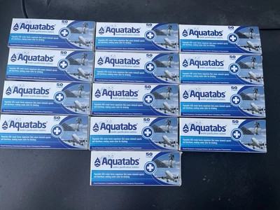 13 Boxes of Aquatabs 3.5 mg Water Purification 650 Tablets Aqua Tabs Exp 12/27 - Image 1 of 3