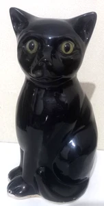 Lucky Black Cat - Ceramic Ornament, Glass Eyes, 19cm - 1920s, Art Deco - Picture 1 of 3