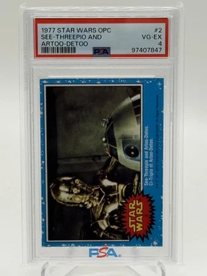 1977 O-Pee-Chee Star Wars R2-D2 C-3PO See-Threepio y Artoo-Detoo #2 PSA 4 Foto 1 de 2