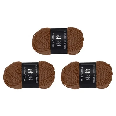 3Pcs Cotton Yarn Knitting Yarn Crochet Yarn (87.5Yard x 2.5mm, Coffee) Foto 1 de 4