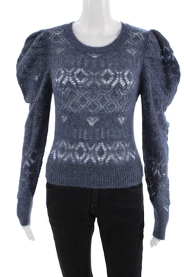 Pullover Otoño Cachemira Mujer Azul Oscuro Geométrico Cuello Redondo Talla S Foto 1 de 4