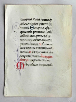 ca.1460 medieval Book of Hours manuscript leaf,vellum 6 initials on color,Italy. - Image 1 of 2