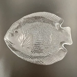 Vintage Arcoroc France Poisson Fish Plate Clear 1970s 10.5” Serving Appetizer - Picture 1 of 6