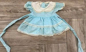 Vintage Blue & white Lace Trim 18 month Dress - Picture 1 of 3