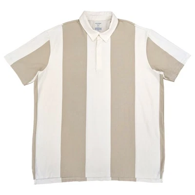 Camisa Polo Arizona Tall Para Hombres Crema Rayas Manga Corta Calce Clásico 2XLT Foto 1 de 3