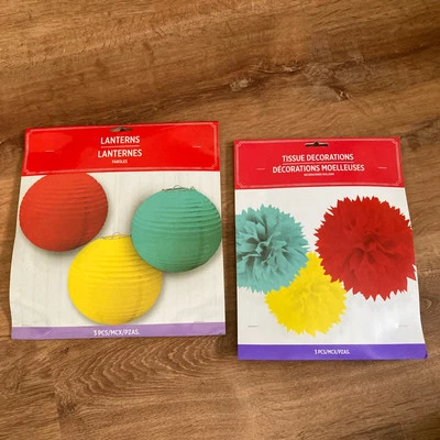 PAPER LANTERN Set Of 3 & Tissue Home Decor Birthday Party Wedding Holiday Kids - Image 1 of 4