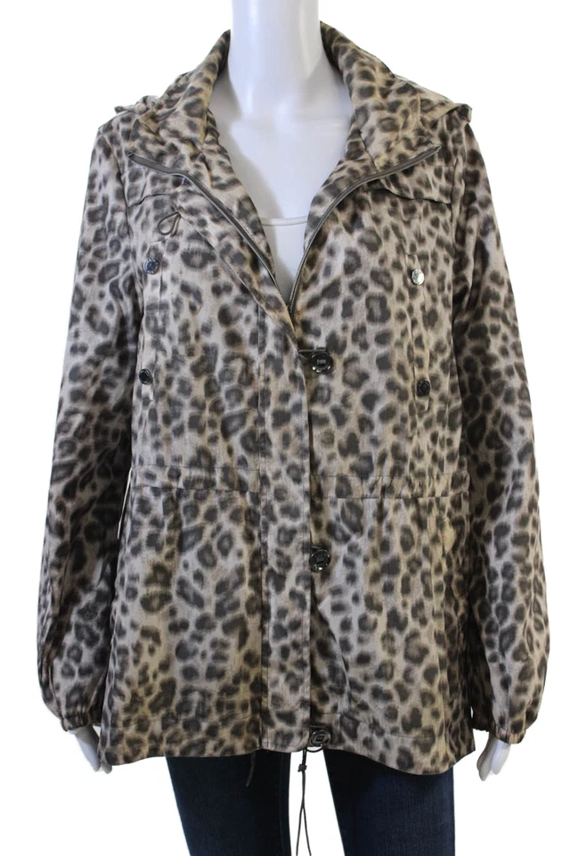 Hawke & Co Mujer Beige Estampado Animal Anorak Botón Talla M Foto 1 de 4