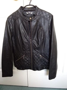 Ladies Leather Look Biker Jacket, Wallis Petite Size 10 - Picture 1 of 3