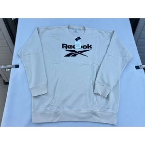 Reebok Herren beige Sweatshirt mit Rundhalsausschnitt XL klassisches Logo Baumwollmischung - Bild 1 von 11
