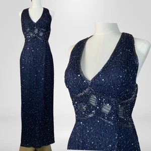Vintage 90er Scala Damen Perlen Maxikleid Größe L 100% Seide Whimsigoth Fee - Bild 1 von 17