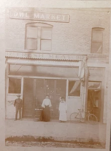 Cabinet Photo Owl Market Fresh Meat 3 people Bicycle 9" x 7" (LA CA? ) RRP 746 - Picture 1 of 6