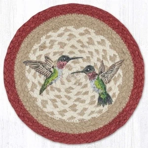 HUMMINGBIRD Trivet 10" round 100% Natural Braided Jute Handmade TRIVET FREE SHIP - Picture 1 of 1