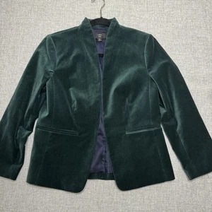 J.Crew 365 Going Out Blazer 8P Dark Green Stretch Velvet Open Front Jacket - Picture 1 of 15