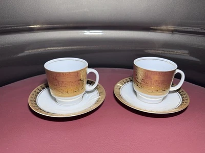 EPIAG Royal Czechoslovakia Plass  Sammeltasse Untertasse Ätzgold Ornamentfries - Bild 1 von 4