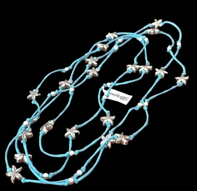 Collar Brighton Paisaje Marino - Cuentas Plata Estrella de Mar Cadena Hilo Turquesa Nuevo Foto 1 de 4