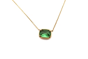 Neu RALPH LAUREN RLL Halskette Gelbgold vergoldet grüner Smaragdform Stein - Bild 1 von 4