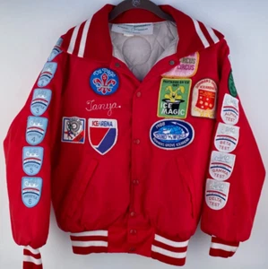 Vintage ISIA Ice Skating Varsity Bomber Jacket Youth Size XL Harvard Clothing Co - Picture 1 of 12