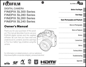 FujiFilm FinePix SL240 SL260 SL280 SL300 Camera User Guide Instruction Manual - Picture 1 of 1