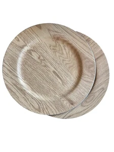 ASHLAND Charger Plate 13” Decorative Faux Wood Grain Boho Farmhouse Set Of 5 New - Picture 1 of 6