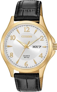 Citizen Quarz Herrenuhr, Edelstahl mit Lederarmband schwarz Modell BF2003- - Bild 1 von 12