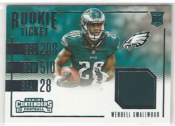 WENDELL SMALLWOOD RC 2016 Contenders Rookie Ticket Jersey Relic Eagles - Image 1 of 1