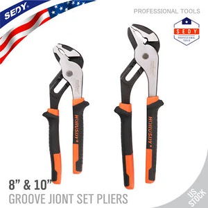 2-Piece Groove Joint Pliers Set Adjustable Water Pump Plier 10 & 8 Inch - Picture 1 of 8