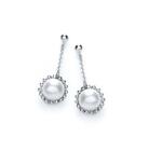 925 Silver 30Mm Fresh Water Pearl Dangle Earrings - Gift Boxed - Free Uk Post