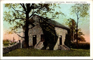 A47 Postkarte Greenway Court Kapelle bei Millwood Virginia Lord Fairfax Sklave Bld - Bild 1 von 2