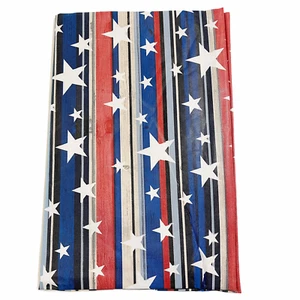 Vinyl Tablecloth Flannel Backed Assorted Sizes Patriotic Stars & Stripes July 4 - Picture 1 of 5