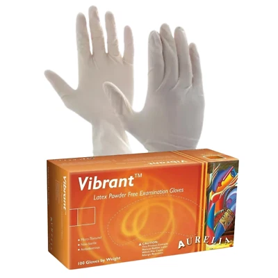 Aurelia Vibrant Latex Disposable Vinyl Gloves Powder Free Work Strong Tattoo
