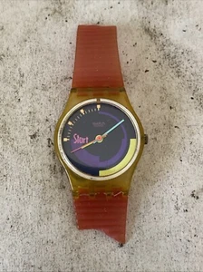 Swatch Pink Podium LK119 1990 Start Ladies Vintage Broken Band - Needs Battery - Picture 1 of 8