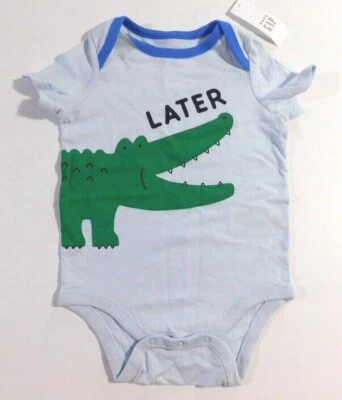 Gap Baby Boy Bodysuit Blue Green Sizes 6-12M & 12-18M Later Alligator Theme NEW - Image 1 of 4