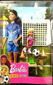 Barbie Fußballtrainerin Spielset Puppe Set Fußballtor Fußballspielerin Fußball - Bild 1 von 2
