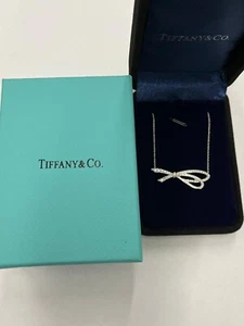Tiffany & Co Diamond Large Bow Pendant Necklace Set In 18ct White Gold - Picture 1 of 8