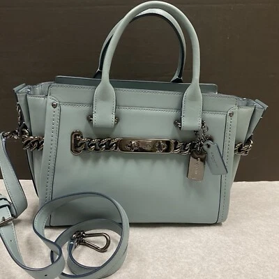 COACH SWAGGER 27 Satchel Glovetanned Leather CLOUD Blue 59542 Shoulder Bag $550 - Image 1 of 4