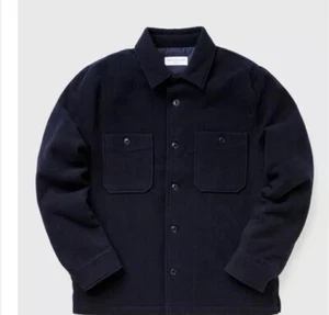 Officine Générale Barrett Ovs Fuzzy Felted Navy Wool Blue - Mens Overshirts Xxl - Picture 1 of 7