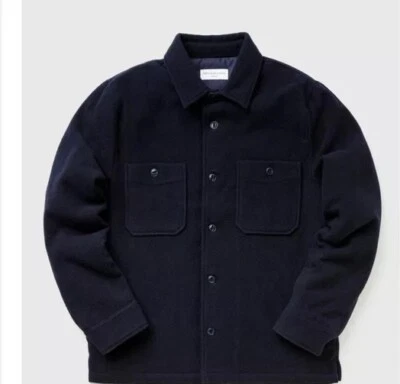 Officine Générale Barrett Ovs Fuzzy Felted Navy  Wool Blue - Mens Overshirts Xxl - Image 1 of 4