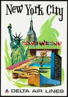 Airline Poster - USA / New York / Delta - 1960s - Vintage Reprint A4 Wall Art