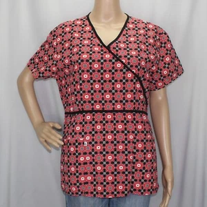 Blusa Médica Cherokee Studio Manga Corta Negra Multicolor Floral Corbatas en la Espalda - Imagen 1 de 13