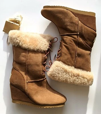 Love From Australia Caramel Chloe Wedge Boots Size UK8 Brand New - Image 1 of 4