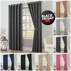 Thick Thermal Blackout Ready Made Eyelet Ring Top Pair Curtains Panel +Tie Backs