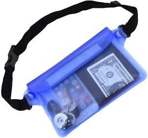 NEW Blue Waterproof Pouch Bag Case with Waist Strap for Beach  Swimming Boating