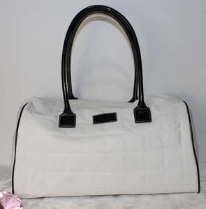 Givenchy Parfums White Quilted Tote Bag Travel Duffle Bag Black Trim Large - Picture 1 of 15