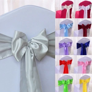 Elegant Satin Chair Sashes for Wedding Party Hotel Decorations Pack of 10 - Picture 1 of 31
