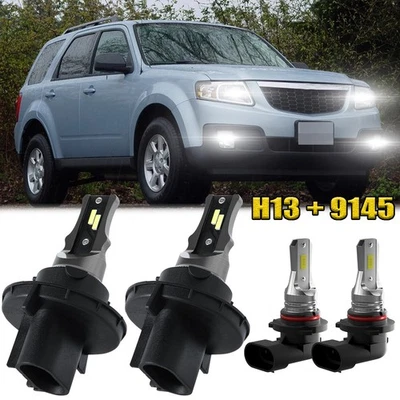 For Mazda Tribute 2008-2010 2011 LED Headlight Hi/Lo+Fog Light Bulbs Combo 4x - Image 1 of 4