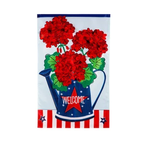 Patriotic Geraniums Applique House Flag,159805 - Picture 1 of 1