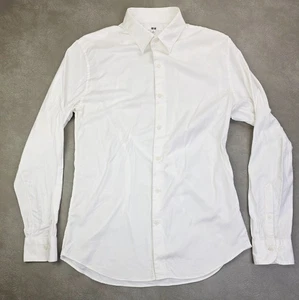 Uniqlo Slim Fit Size Medium Mens White Long Sleeve Cotton Spandex Blend Shirt - Picture 1 of 9